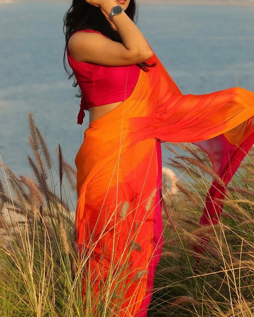 Sunset Bloom Saree
