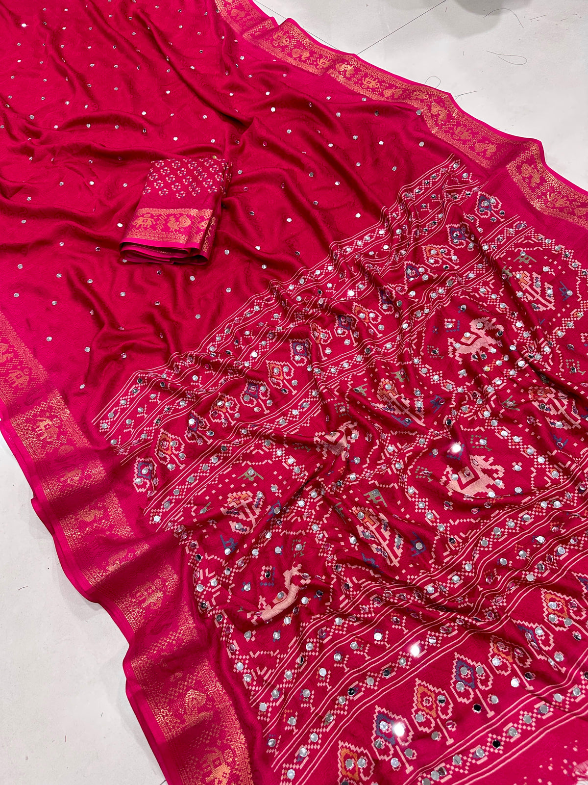 Patola Sparsh Mirror Work Saree