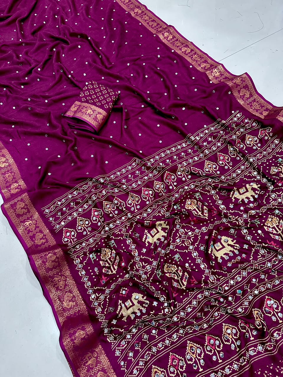 Patola Sparsh Mirror Work Saree