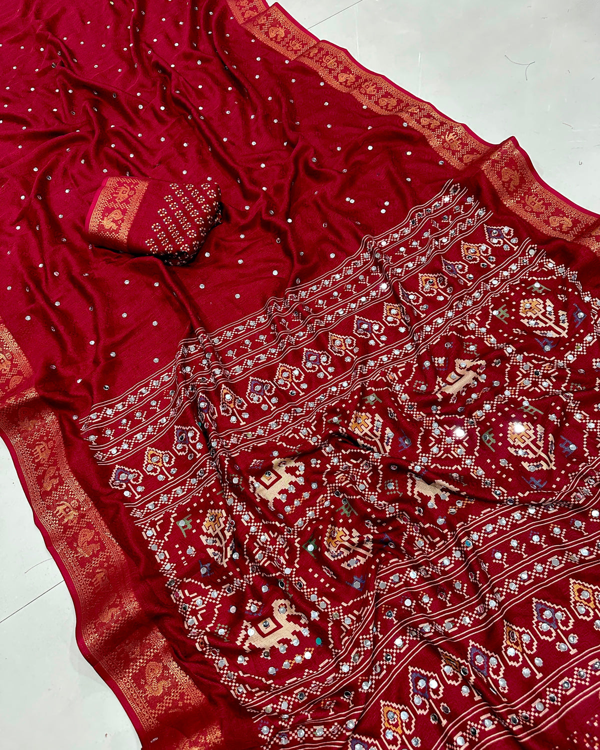 Patola Sparsh Mirror Work Saree