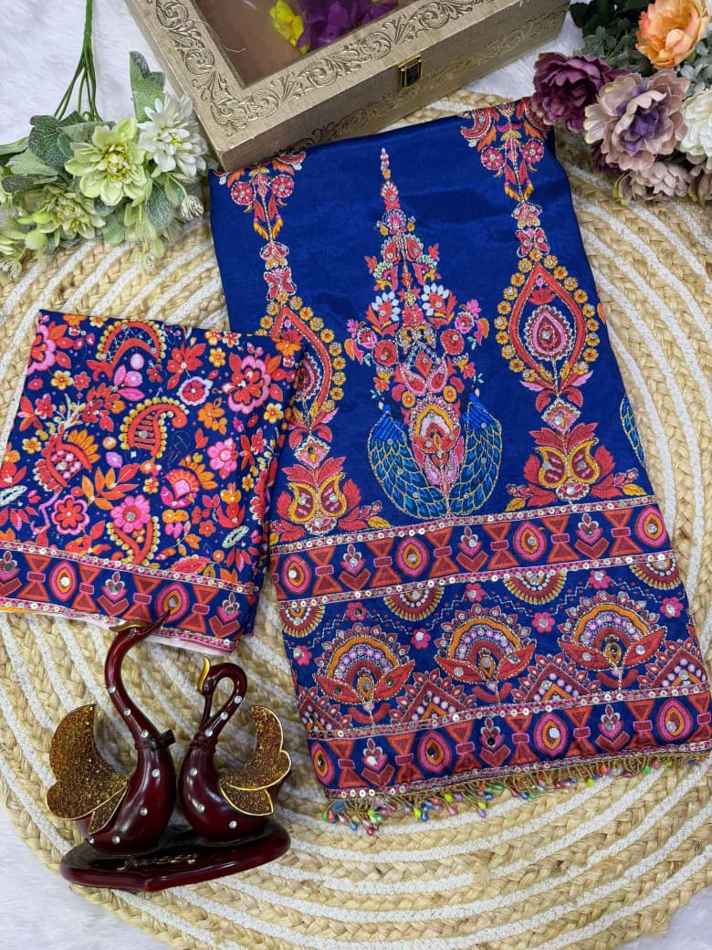 Starry Peacock Chinnon Saree