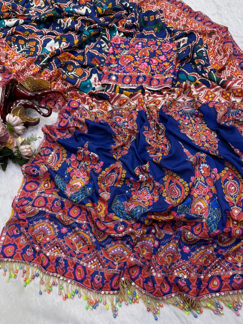 Starry Peacock Chinnon Saree