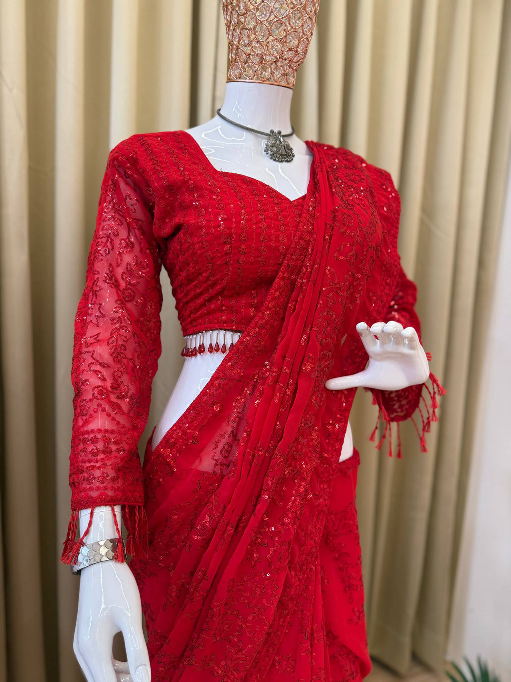 Ruby Stardust Glam Saree