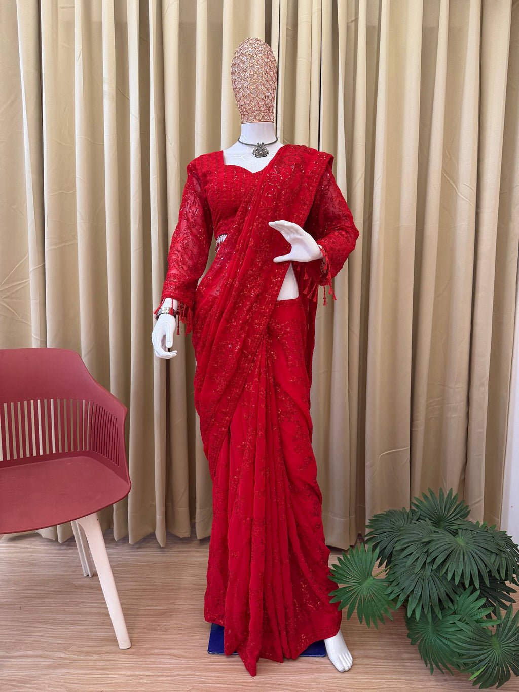 Ruby Stardust Glam Saree